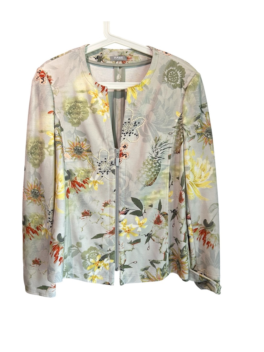 Floral Zip-Front Jacket in Pastel Multicolor